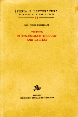 Studies in Renaissance Thought and Letters. I