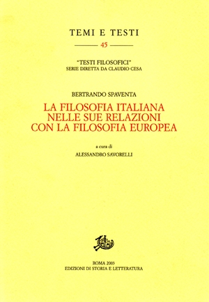 La filosofia italiana nelle relazioni con la filosofia europea