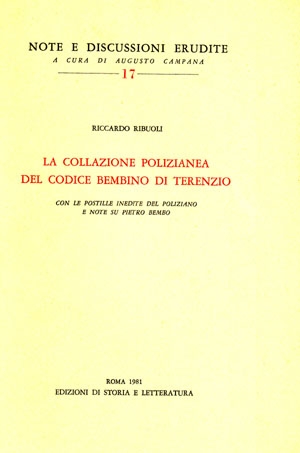 La collazione polizianea del codice Bembino di Terenzio