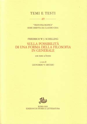 Sulla possibilità di una forma della filosofia in generale