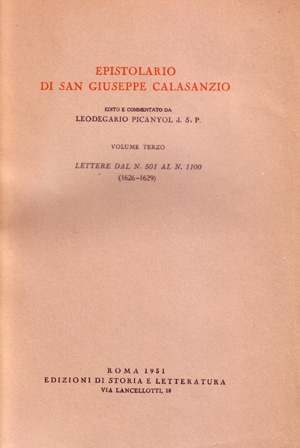 Epistolario di san Giuseppe Calasanzio. III