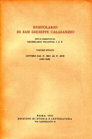 Epistolario di san Giuseppe Calasanzio. VIII